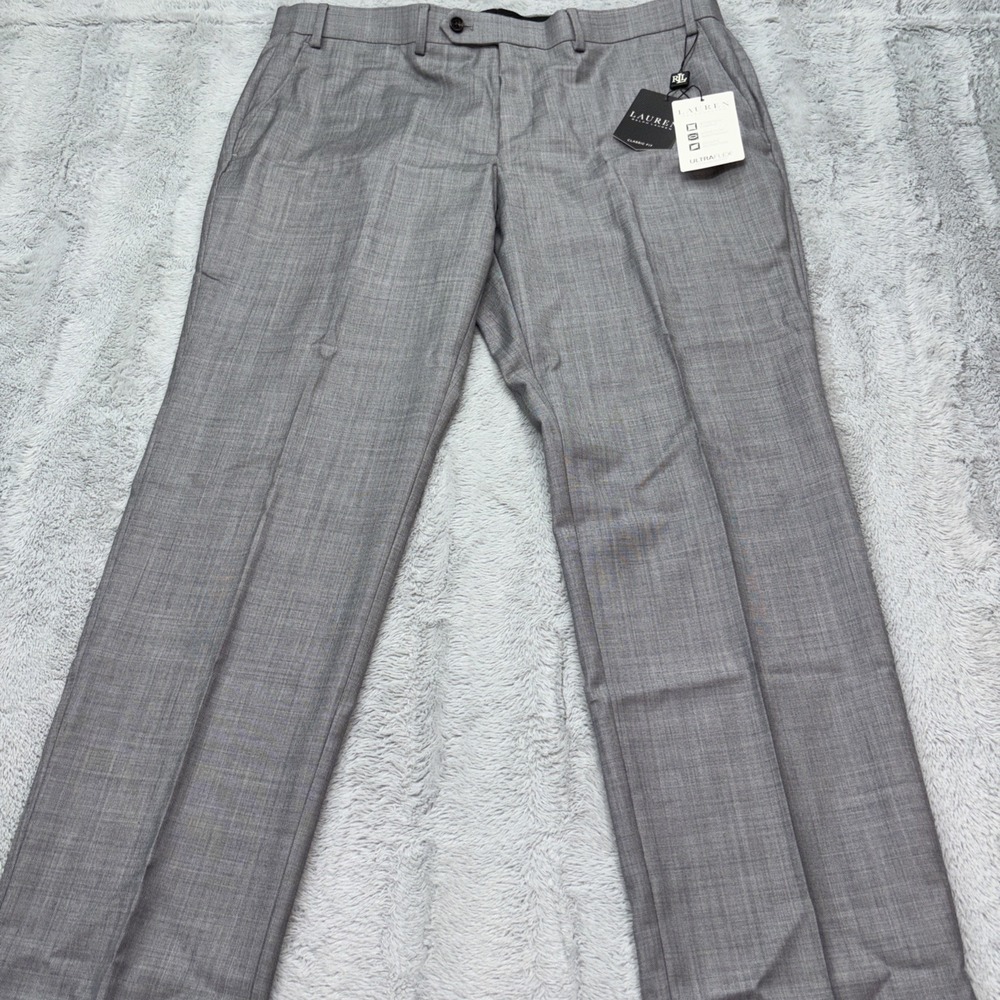 Ralph Lauren Edgewood Classic Suit Trousers in light grey, size 38W x 29L